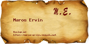 Maros Ervin névjegykártya